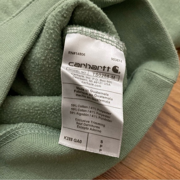 Carhartt Sage Green Hoodie with Navy Sleeve Logo Size S Outdoor Streetwear - Picture 4 of 7